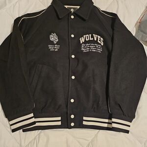 Darc Sport Black Varsity Jacket with White Trim